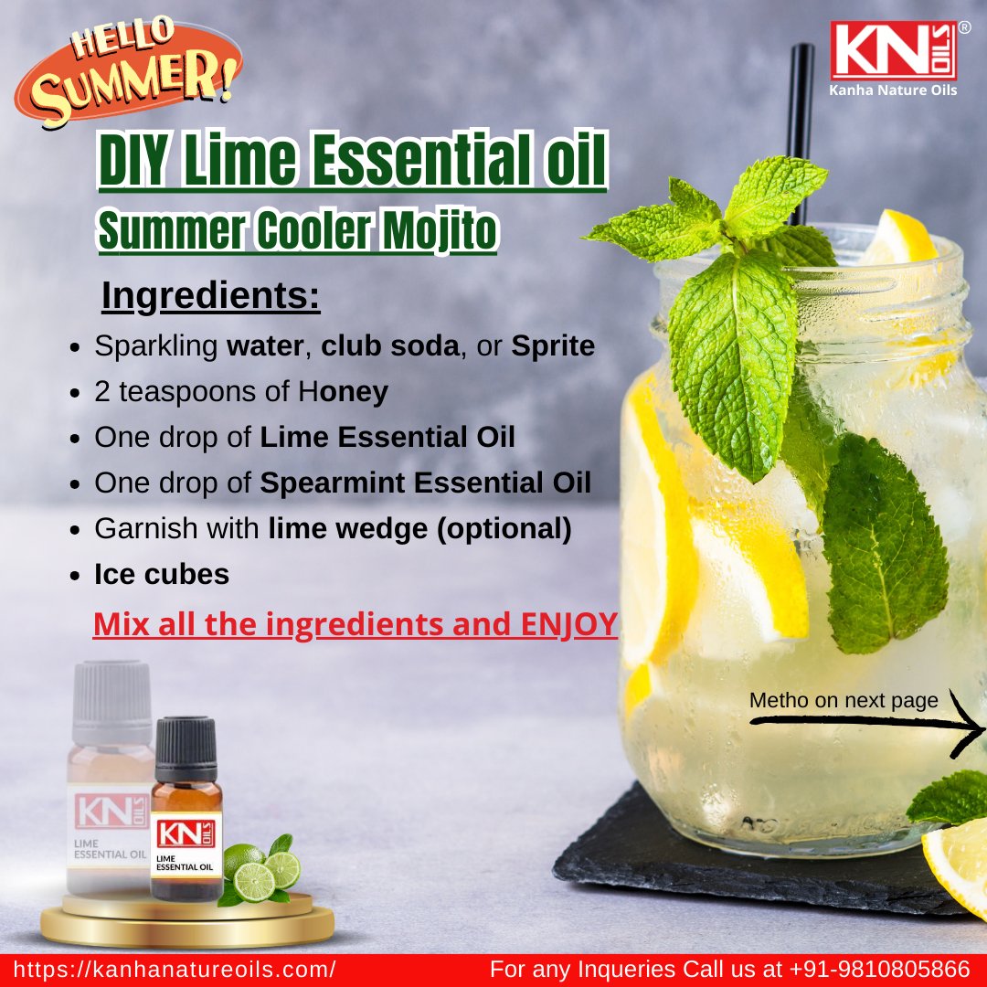 👉 DIY 🍋 Lime Essential Oil Summer Cooler Mojito...

🛒 SHOP NOW Lime Essential Oil at - kanhanatureoils.com/.../essen.../l…

💼Contact Kanha Nature Oils at +91-9810805866.

#KanhaNatureOils #kno #essentialoils #limeeessentialoil #limeoil #mojito #summerdrink #summercooler #summerdrink