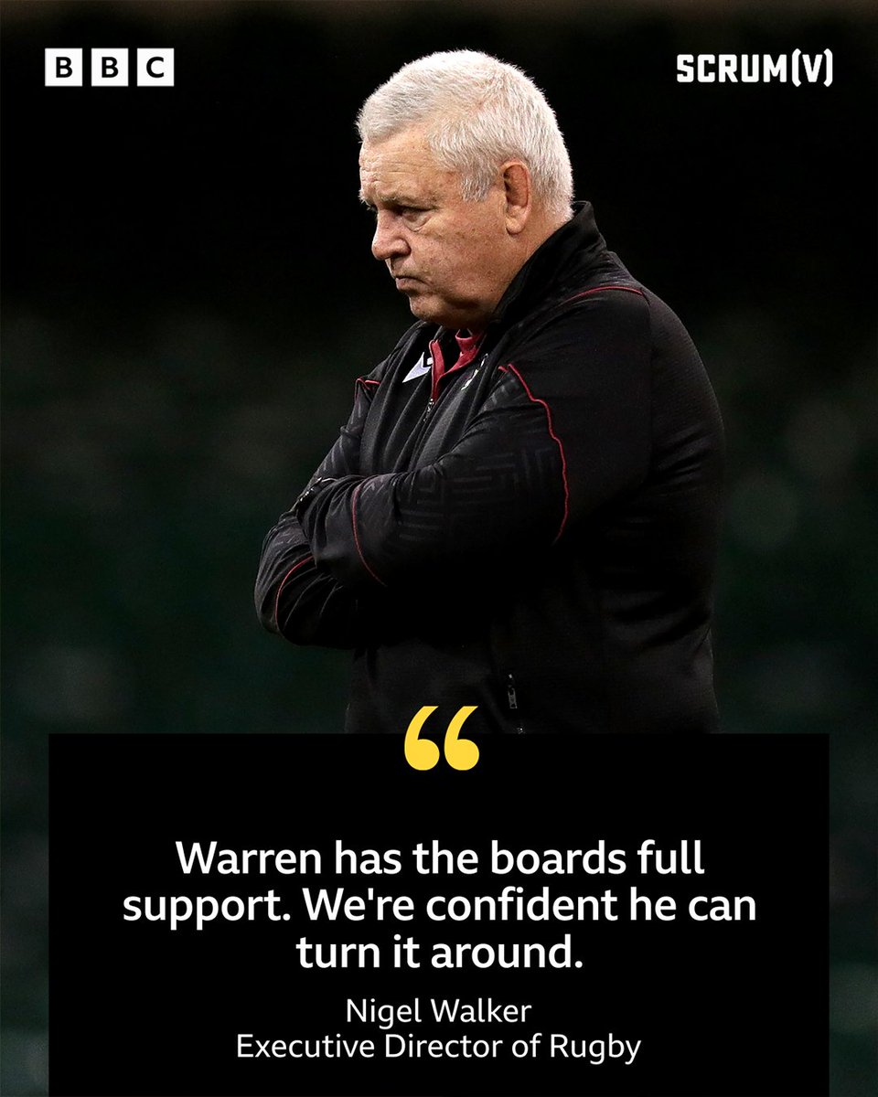 Nigel Walker has said Warren Gatland has the FULL support of the WRU 🤝 Hear more from the WRU's Executive Director of Rugby on Scrum V Sunday 🏉 Watch on @BBCiPlayer 🍿 #BBCRugby