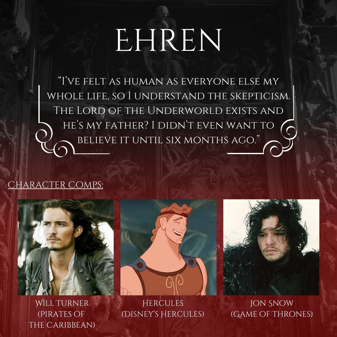 Meet Ehren, the MC of my adult historical fantasy book, The Blood of a Divine:

💀half-human son of the Lord of the Underworld
☀sunshine personified
🌹romantic
🥇always tries to do the right thing
💔the type of person who hides the scars of his trauma w/a bright smile
#MeetMyMCs