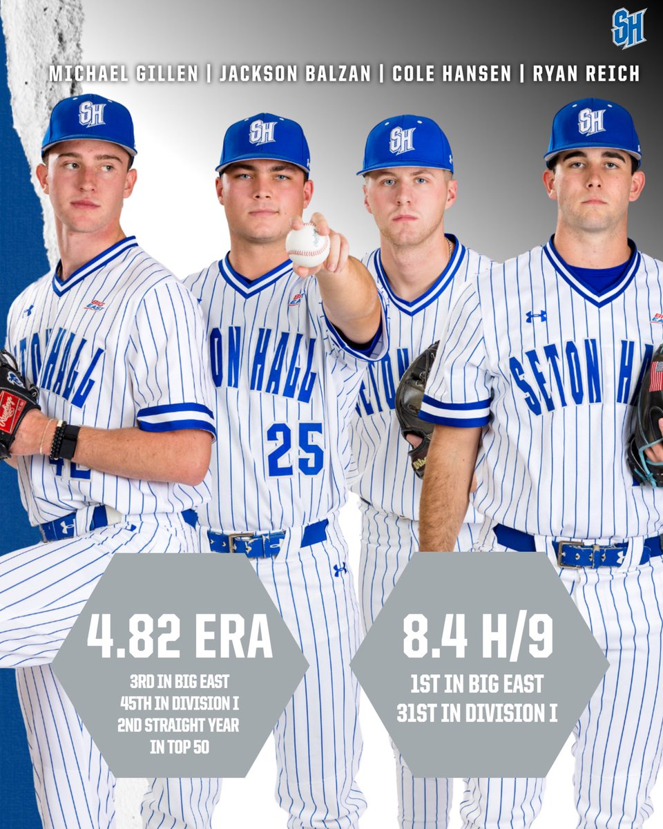Our pitching staff ERA finished in the top 50 nationally for the second straight season 🔥 #HALLin 🔵⚪️ | #NeverLoseYourHustle