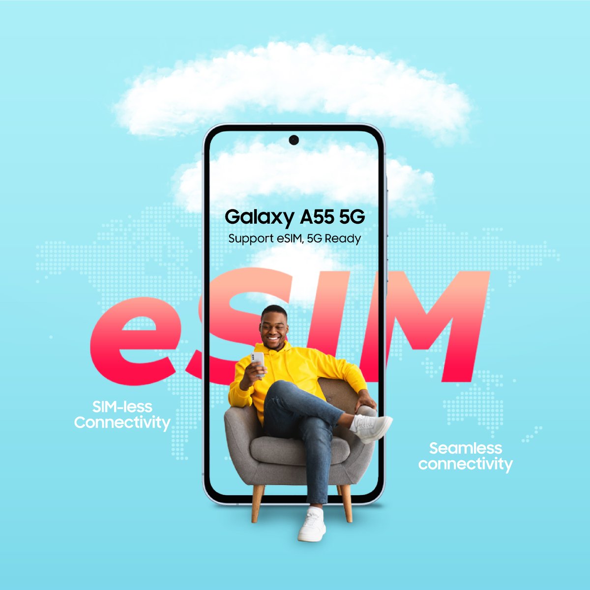 Enjoy the power of SIM-less connectivity with Galaxy A55—eSim enabled and 5G ready for seamless digital experiences!

Available at a Samsung authorized store near you.

#GalaxyA35 5G
#AwesomeLikeNeverbefore
#SamsungNigeria