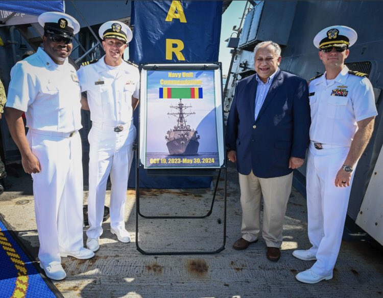 It was an honor to have @SECNAV Del Toro in the @CityofJax today to welcome home the brave men and women of the USS Carney to NS Mayport, following their deployment to CENTCOM, where they successfully engaged Houthi terrorists 51 times! Bravo Zulu, DDG 64!