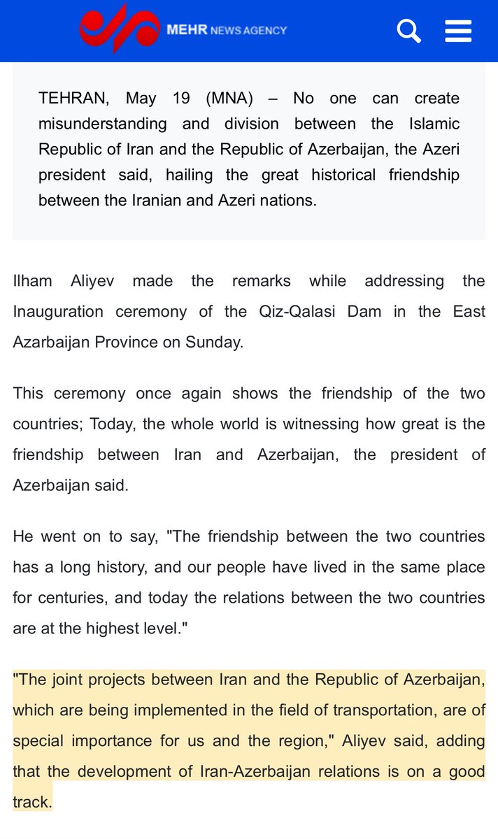 @ThePollackShow This is very concerning as we’ve already had unrest in the region. Just hours before this incident, Ilham Aliyev President of Azerbaijan made remarks about the relationship between his country and Iran. “This ceremony once again shows the friendship of the two countries;