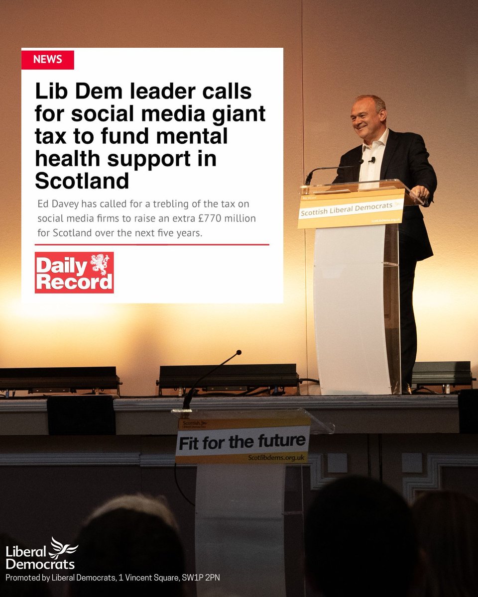 Liberal Democrats are calling for a big expansion of mental health services across Scotland, funded by social media giants who are such a big part of the problem. For too long, mental health has been neglected. People deserve to be supported by their local health services.