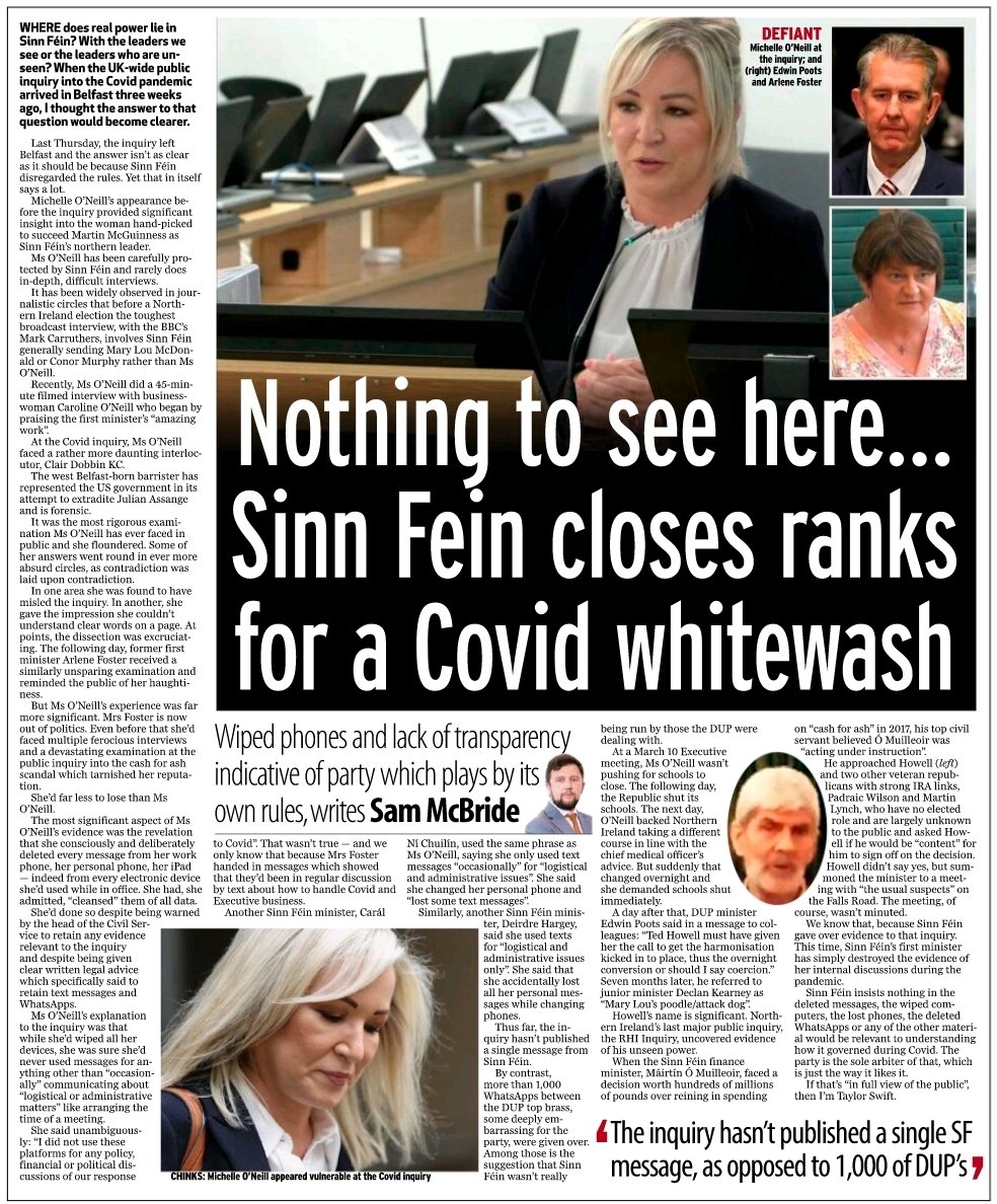 'Where does the real power lie in Sinn Fein' ?..... Here's a clue. It's not with Mary Lou McDonald or Michelle O'Neill. Another great piece from the redoubtable @SJAMcBride