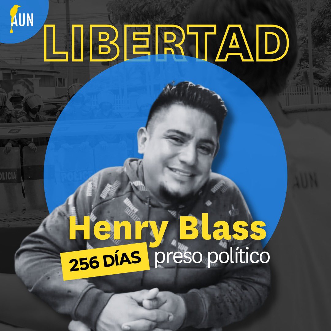 Nuestro amigo, Henry Blass, cumple 256 días injustamente en una cárcel de la dictadura de Ortega en Nicaragua. Demandamos su libertad y la de todos los presos políticos. ¡Son inocentes! #LibertadYa #LibertadParaLosPresosPoliticos