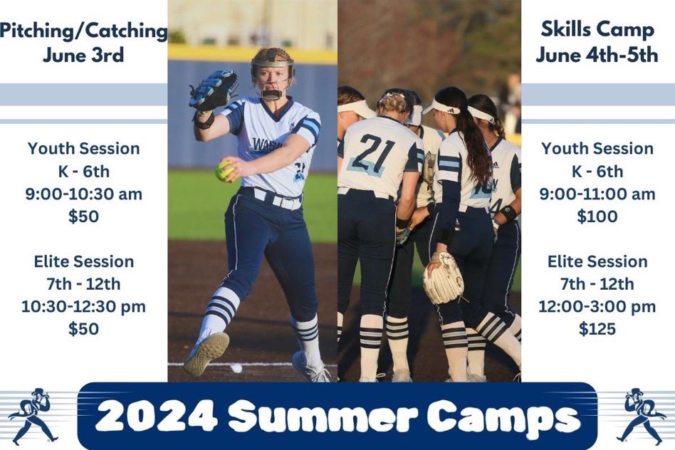 Just two weeks left until Washburn Softball Camps begin! We have pitching/catching camp, youth camp and an exposure camp for older girls! Get signed up!

wusports.com/sports/2023/2/…