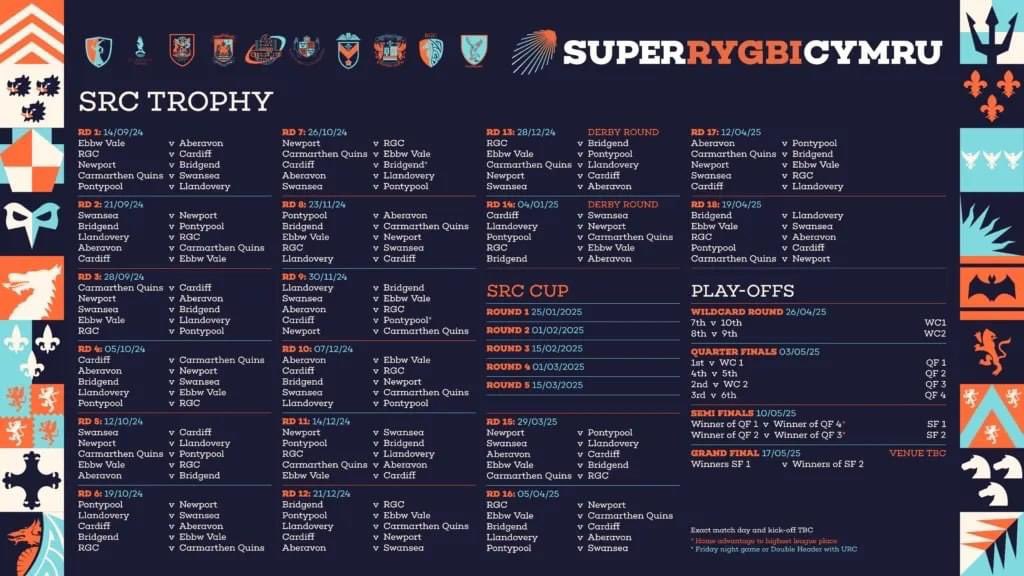 Here’s our fixtures for the @SuperRygbiCymru season snd our 150th Anniversary season. #Q4L