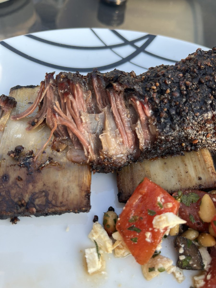 We are done my friends! 9 hour beef ribs, smoked over Oak wood. Served with an incredible grilled watermelon salad. This is one of the tastiest meals I have ever cooked. The bbq gods were looking down today 😄 #BBQ #BeefRibs #Summer