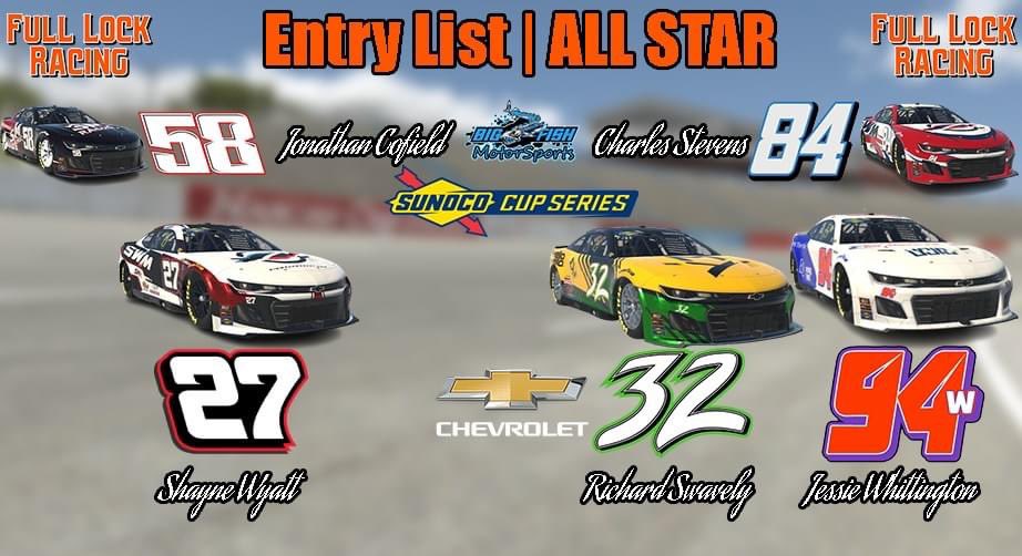 It's RACEDAY! Tune in TONIGHT for the @sunococupseries All Star Race! All of our drivers have to qualify in by racing in the All Star Open. The Open is not broadcasted, so we will update you on this page regarding who makes it. The top 13 finishers from the open advance!