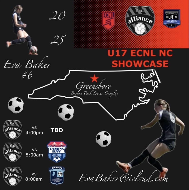 Coaches, I am an uncommitted 2025 that plays OB and CB for FC Alliance 07 ECNL. I am fast, physical and play possession and look to break lines of defense. Come watch me play in the North Carolina ECNL Showcase!

@TheECNL @ImYouthSoccer @ECNLgirls @FCAECNL @fca07g @ncsa