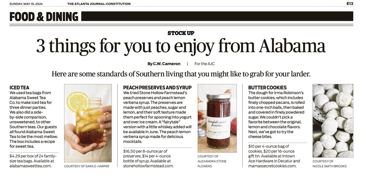 Wow! Congrats to Birmingham's @StoneHollowFarm for being featured in print today in @ajc! #foodgifts #farmtotable