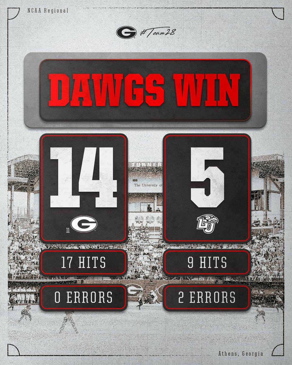Ring the Bell 🐶🔛🔝 Georgia blasts 6️⃣ home runs and plates 1️⃣4️⃣ runs to force a winner-take-all Game 7️⃣ in Athens‼️ First pitch of Game 7 will be in approximately 35 minutes at The Jack! #Team28 | #GoDawgs