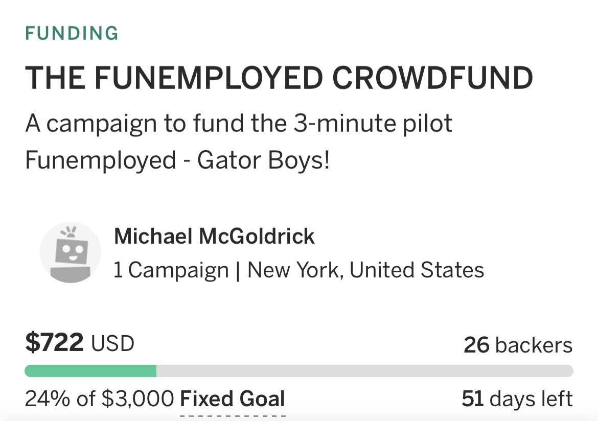 We’re nearly 10 DAYS into the Funemployed Crowdfund! Be sure to back us and spread the word! indiegogo.com/projects/the-f…