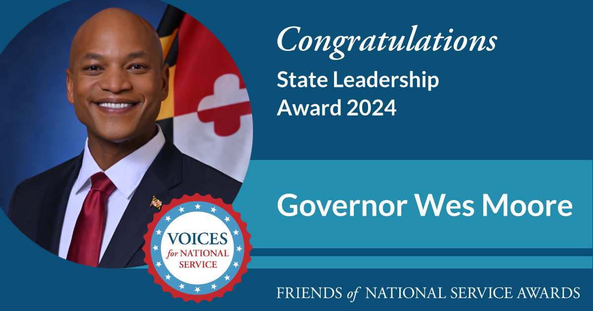 .@GovWesMoore is our State Leadership Award honoree. A visionary leader & a long-time champion of @AmeriCorps, he is leveraging service to open doors to opportunity & career pathways. #FriendsOfService #AmeriCorps30 #NationalService loom.ly/iloB7_M