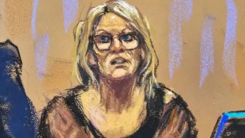 Woof: The courtroom sketch of Stormy Daniels looks like her line of work finally caught up to her. 

#NoFilter  #WokeUpLikeThis
