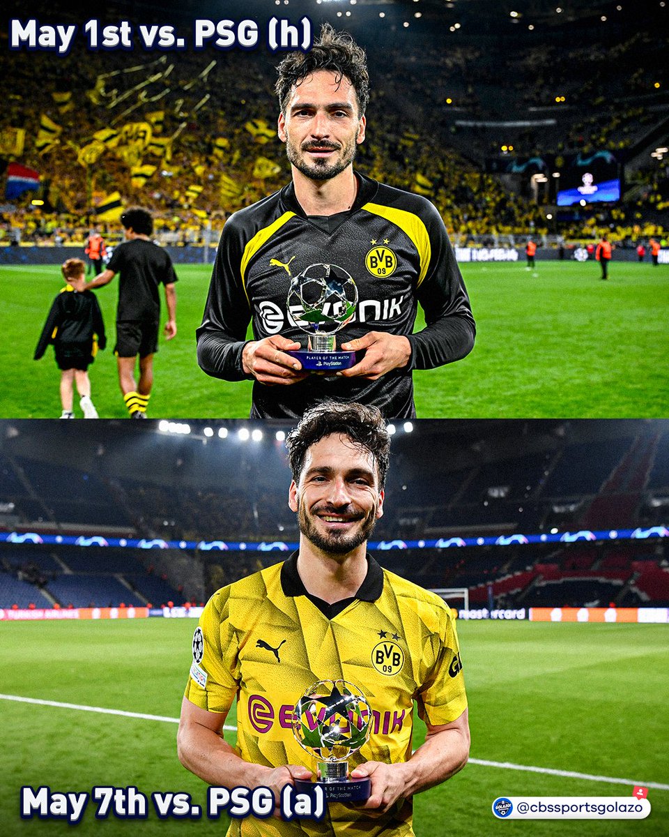 35-year-old Mats Hummels with back-to-back MOTM performances against PSG in the UCL Semifinals 😮‍💨