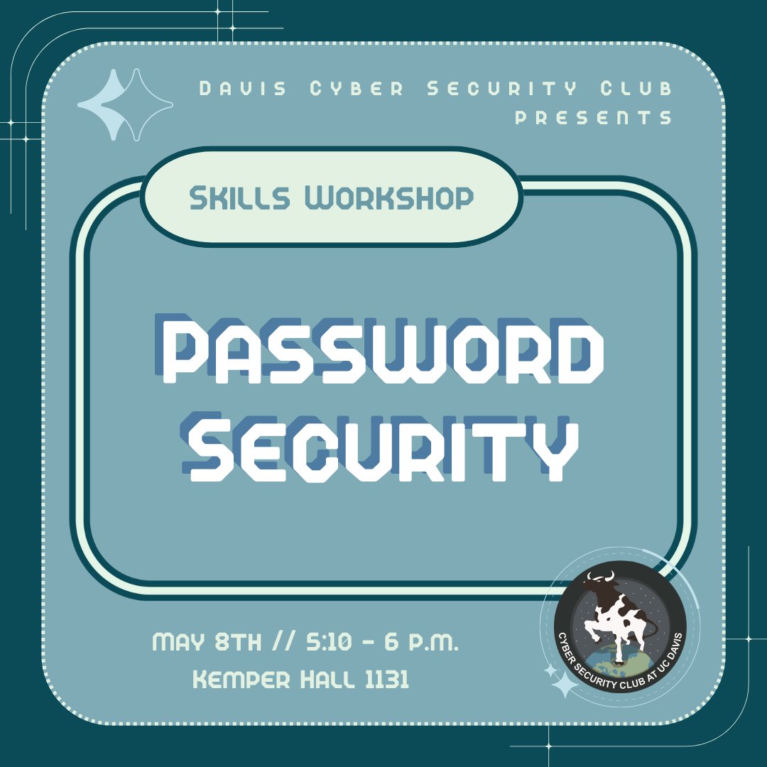 daviscybersec's tweet image. Tomorrow, we will teach you how to create secure passwords, use 2-factor authentication, and navigate different password managers! See you there :)