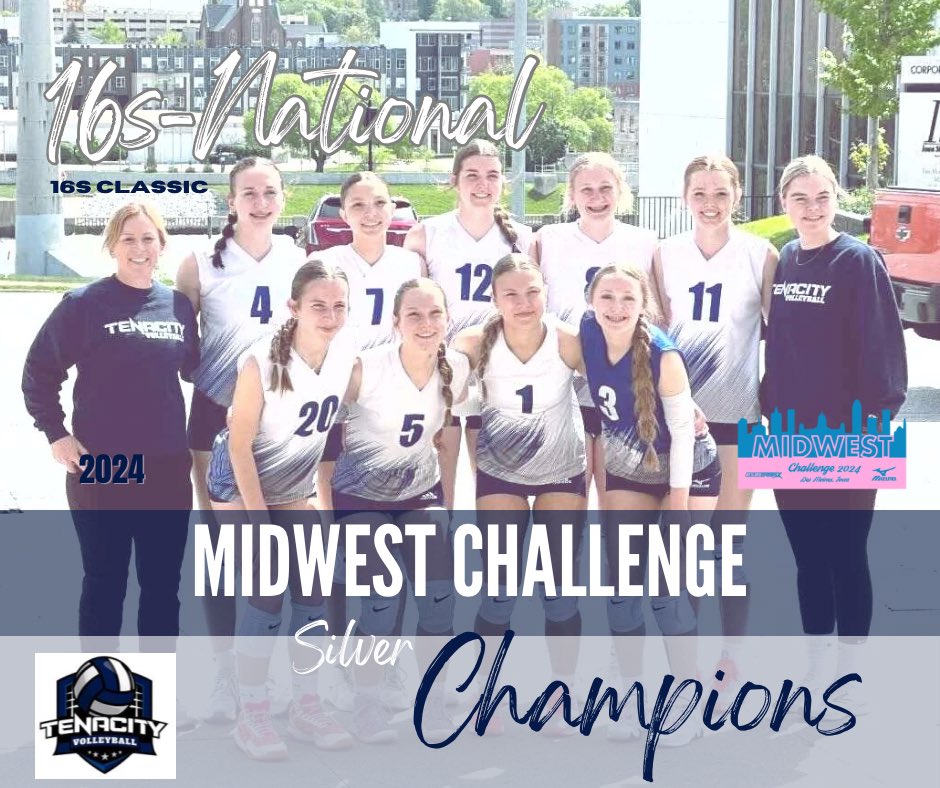 Congratulations to our 16 National’s for taking 1st place in the SILVER bracket at Midwest Challenge in Des Moines, IA this last weekend! 🥇💪🏻👏

#tenacityvolleyballclub #badgerregionvolleyball #usavolleyball #midwestchallenge2024