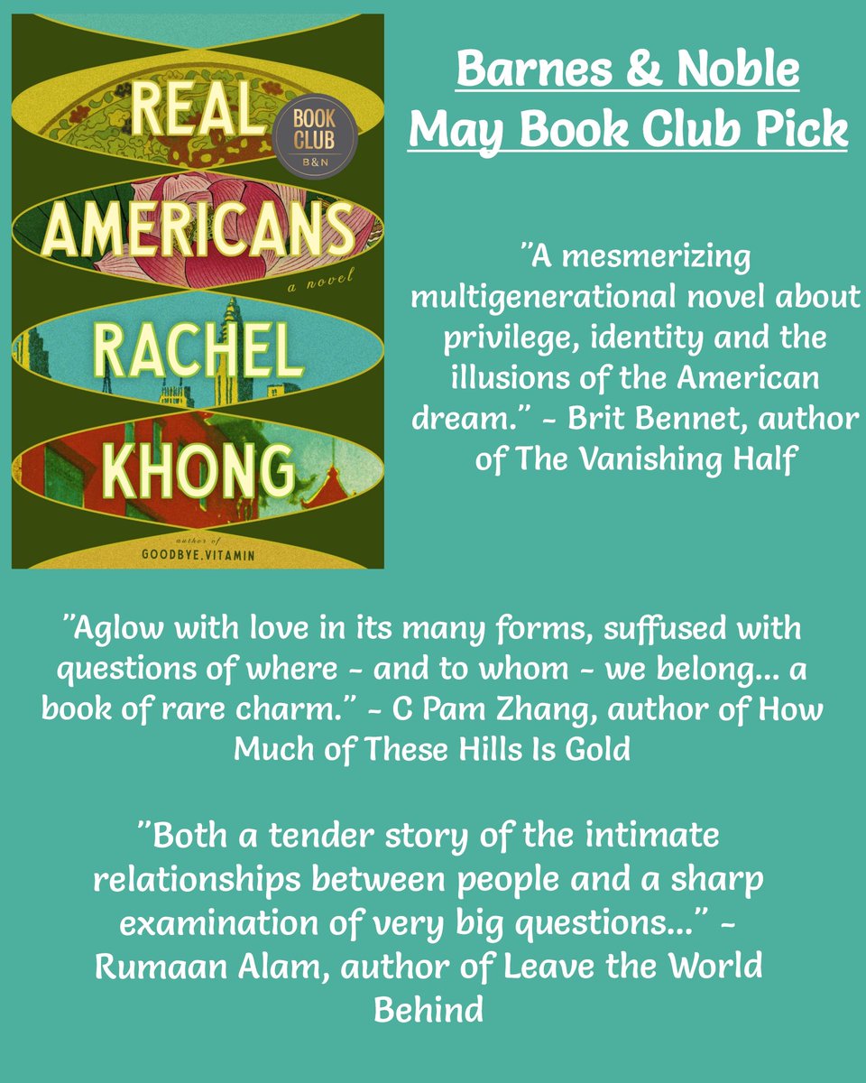 This month's Book Club pick is Real Americans by Rachel Khong. Stop by today and pick up your own copy!

#bnelmwoodla #barnesandnoble #bnbookclub #bookclub #rachelkhong #rachelkhongrealamericans #booklovers
