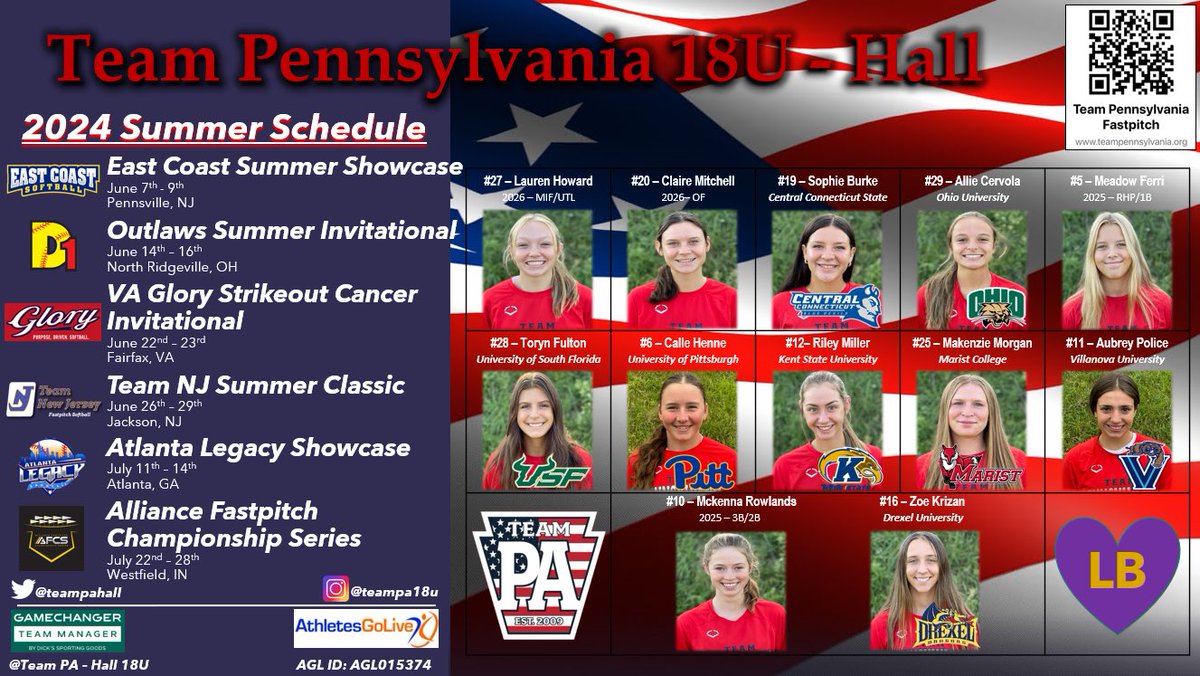 Super excited to announce our Summer schedule! This schedule will not only challenge our team with high level competition but continue to give our girls tremendous exposure to be recruited and find their HOME at the next level! ❤️🤍💙 #teampaproud @ODM_Testing @thealliancefp