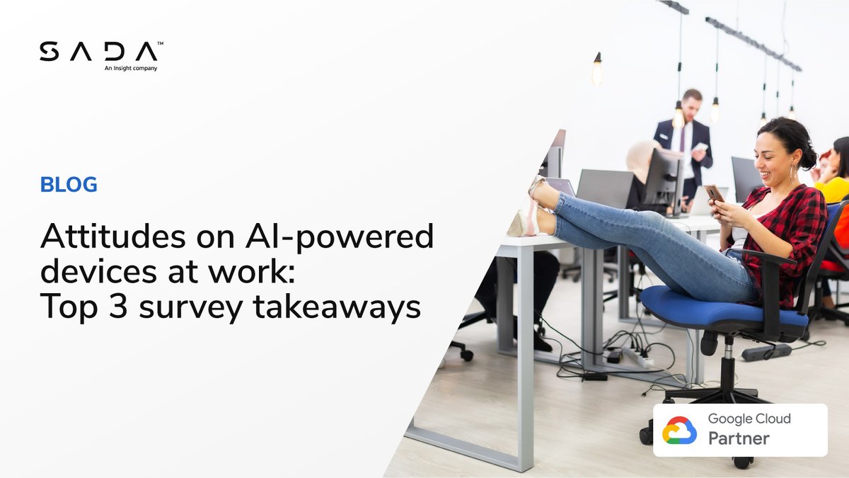 Is your workforce ready for #AI? Read our blog post to explore key findings from a recent @InsightEnt survey on employee attitudes towards AI-powered devices at work. 💼🦾#AIWorforce #FutureofWork #GenerativeAI #SADA Get the insights & expert guidance: ow.ly/wPZw50RySPJ