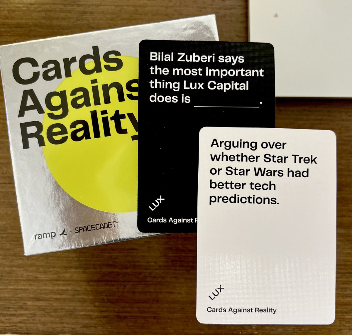 Look, new Cards Against Reality dropped! Thanks to @tryramp and @spacecadet.