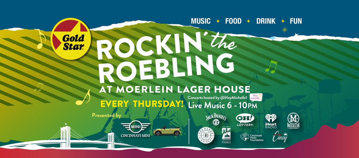 Here we go, SAVE THE DATES for your favorite bands. Get ready to rock the summer away at Moerlein Lager House with the Gold Star Rockin' the Roebling concert series of 2024! 🎸 Starting on Thursday, May 16th, the stage comes alive from 6-10 pm, and goes until August 29th!