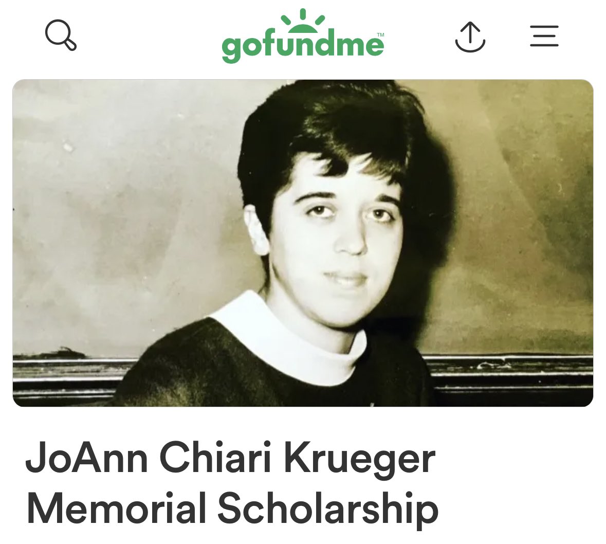 As someone who was able to go to college with the help of scholarships, I love the idea that <a href="/FrankKrueger/">Frank Krueger</a> ’s mom’s legacy still lives on helping kids continue their education. Consider supporting this amazing award! 💜 Click below to donate!

gofund.me/37194e27