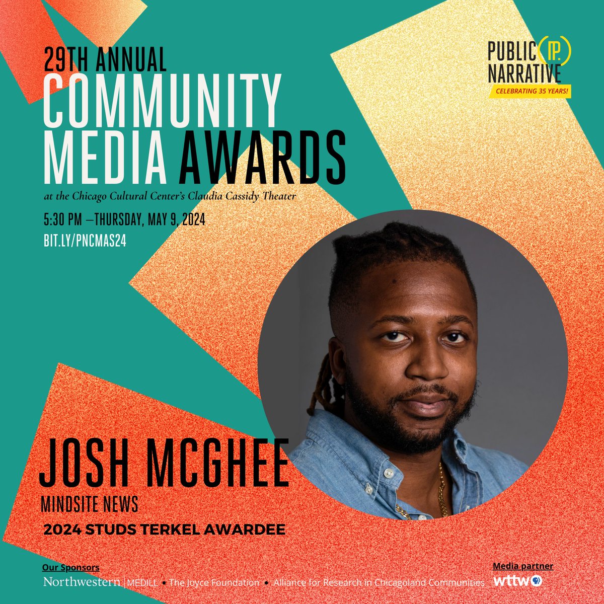 Meet Josh: Josh McGhee delves into criminal justice & mental health, centering ppl w/data & public records @mindsitenews. His extensive reporting across Chicago includes topics from policing to politics, w/previous roles at DNAinfo, WVON, Injustice Watch. bit.ly/PNCMAS24