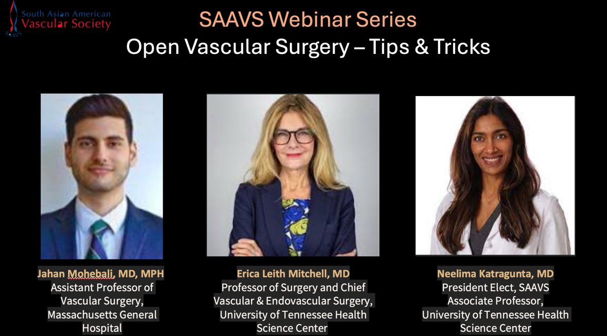 Reminder to register for the webinar tomorrow! So excited to learn from these experts about open vascular surgery - 8pm EST <a href="/neelgalt/">Neelima Katragunta</a> <a href="/AnahitaDua/">Anahita Dua MD MS MBA FACS</a> @ShipraAryaMD <a href="/AbeMohapatra/">Abe Mohapatra, MD, MS</a> <a href="/MGopalVasc/">Mallika Gopal</a> 

surgicalcs.us21.list-manage.com/track/click?u=…