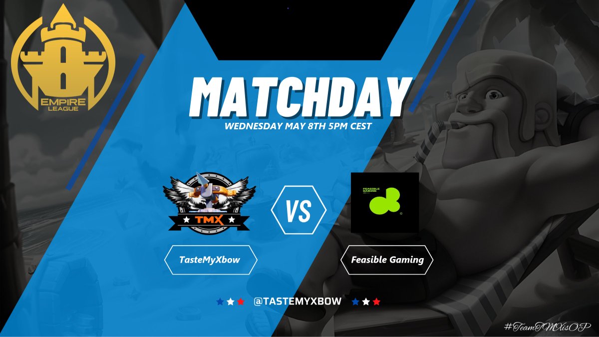 TasteMyXbow <a href="/TasteMyXbow/">TasteMyXbow</a> 🇺🇸

🎯#ClashRoyale
🏯<a href="/EmpireLeagueCR/">EmpireLeague™</a>

Second match of the week, and second match of league
🆚@Feasiblegaming
🗓️Wednesday May 8th
🕓5PM CEST