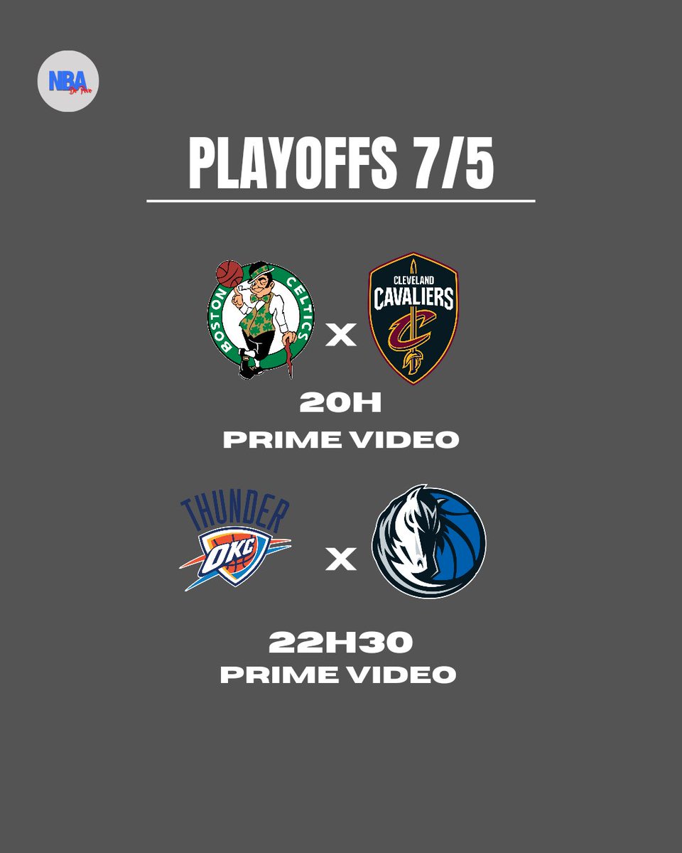 JOGOS DE HOJE O Prime Video transmite os Jogos 1 de Boston Celtics X Cleveland Cavaliers e Oklahoma City Thunder X Dallas Mavericks #NBAnoPrimeVideo
