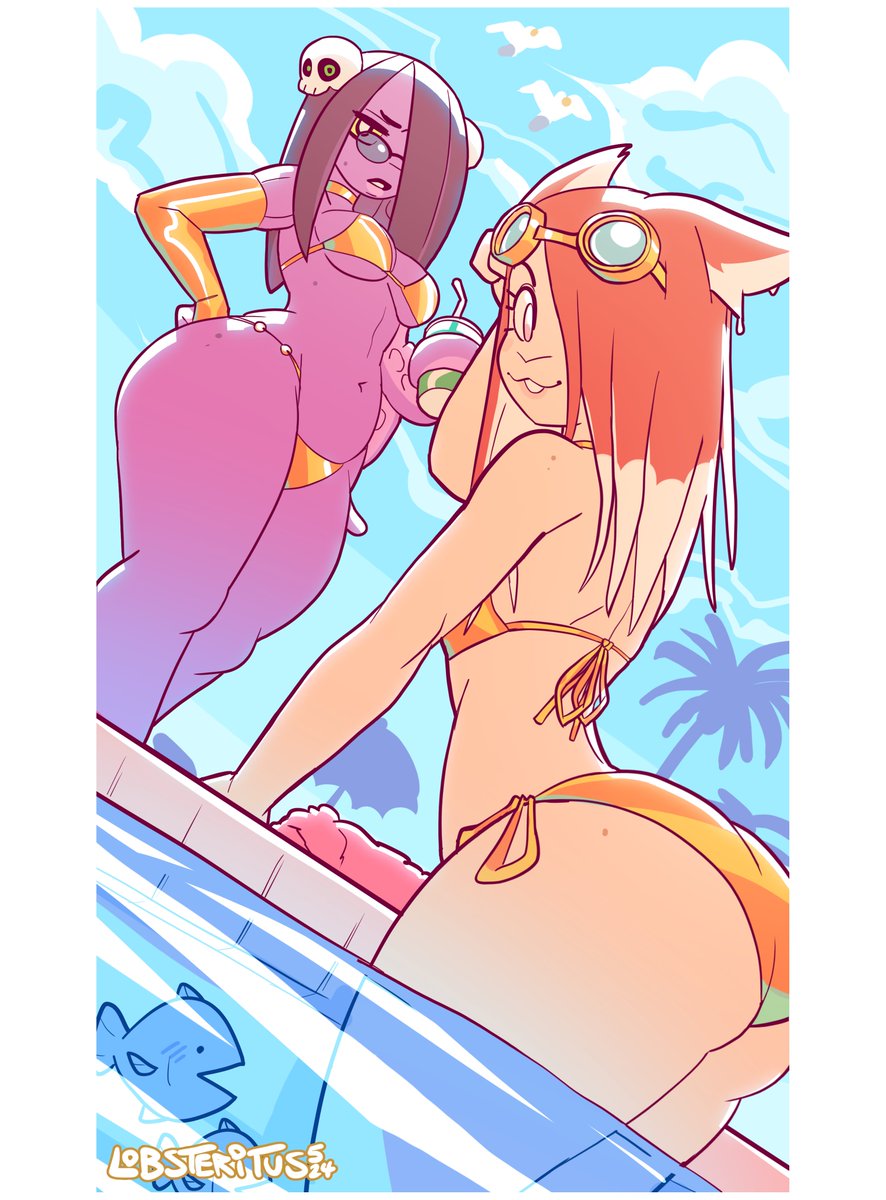 Ayo and Ponchiki by the pool! 🐙🐱