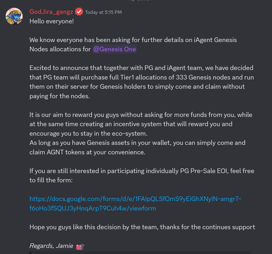 GM 🌟

PG Genesis was one of the first project to launch a 333 collection in 2021, started a small supply meta!

It was always clear to me and <a href="/shanicucic96/">shan</a>  that having diamond hand holders[proud] who support us continuously would play a crucial role in our success. Web3's