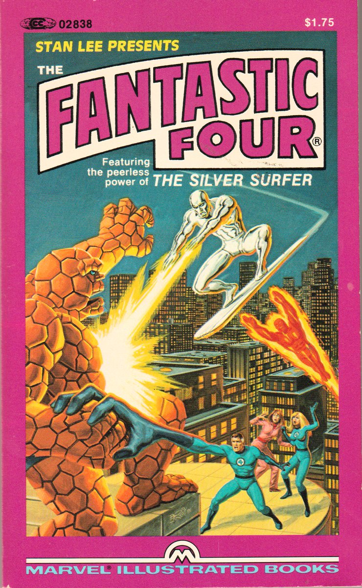 Marvel Illustrated Book with the #FantasticFour and the #SilverSurfer on a cover by Bob Larkin.  B&W reprints by #StanLee and #JackKirby.  #comics #comicbook