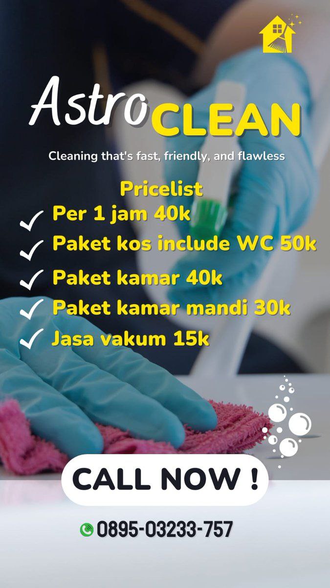 Astro_Clean's tweet image. Lelah kuliah seharian? Tidak punya waktu untuk membereskan rumah atau kamar kos? Astro clean soalnya 😻 hanya dengan 50K kamar kamu sudah bersih dan rapi buruan order 089503233757