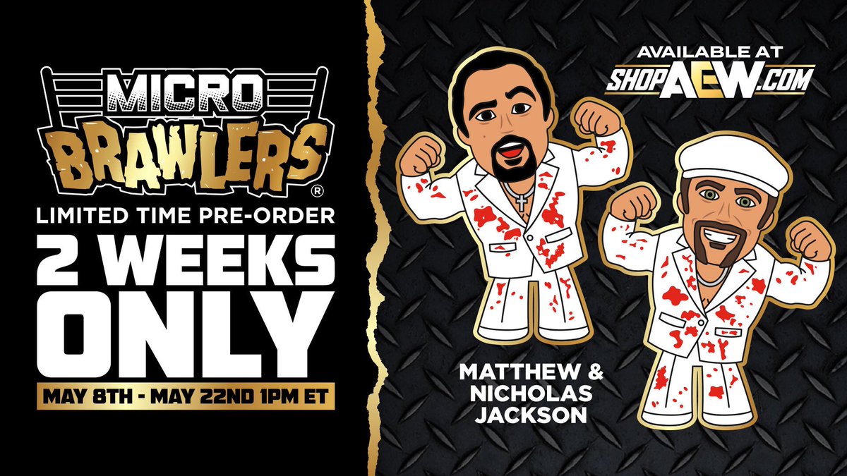 Extremely Violent Pre-Orders Available Tomorrow at 1pm ET. Matthew and Nicholas Jackson “The Young Bucks” AEW Micro Brawlers (SAVE 20% DURING 48HR SPRING FLASH SALE) #microbrawlers #pwtees #prowrestlingtees #aew #theyoungbucks #theelite #evps