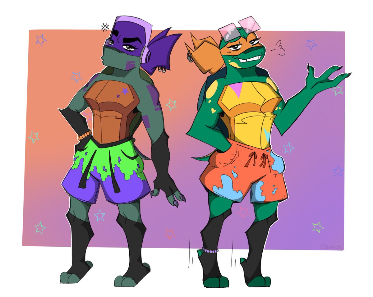 Board Shorts ✨
here’s a smarts and crafts duo piece, it’s been forever 😭💜🧡

#rottmnt #rottmntdonnie #rottmntmikey #rottmntfanart