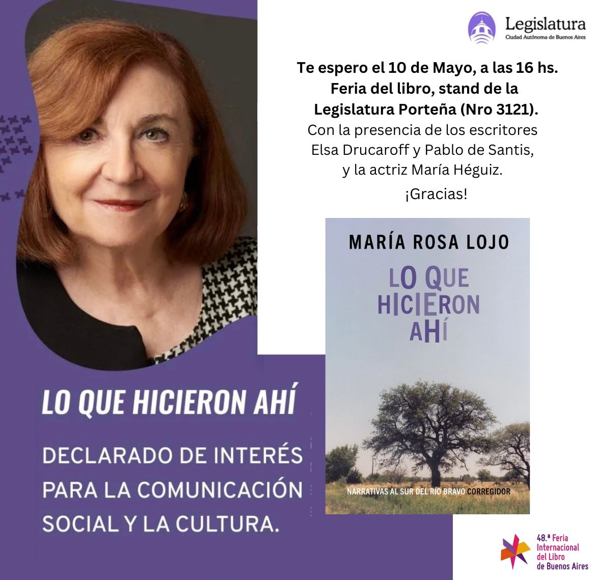 ¡Será un gran gusto que nos acompañen!
<a href="/PabloDeSantis3/">Pablo De Santis</a> <a href="/Elsa_Drucaroff/">Elsa Drucaroff</a> <a href="/ceciliaferrero_/">Cecilia Ferrero</a> <a href="/corregidorcom/">Ediciones Corregidor</a> <a href="/Vicutina/">Vicu Cotino</a> <a href="/jpmansilla/">Juan Pablo</a>