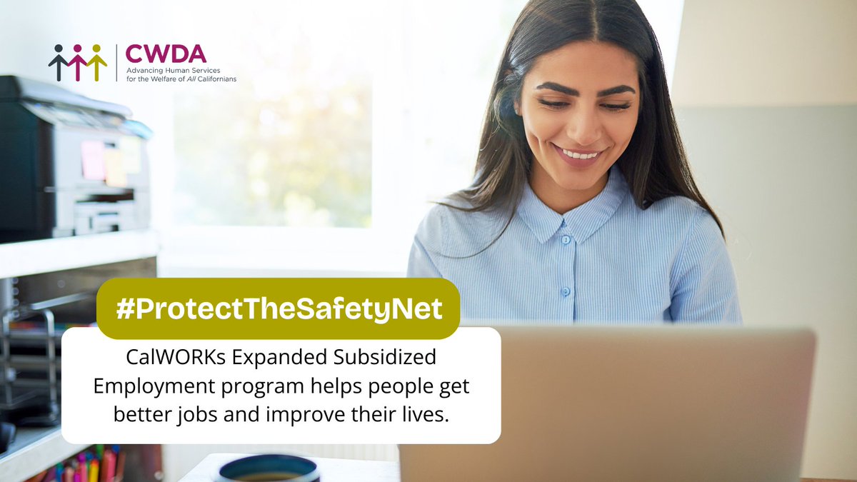 The CalWORKs Expanded Subsidized Employment program is hugely successful in helping Californians transition from cash assistance to employment, and boosts business partnerships too! With so many struggling, don't make it more difficult for families to pay their bills. #cabudget