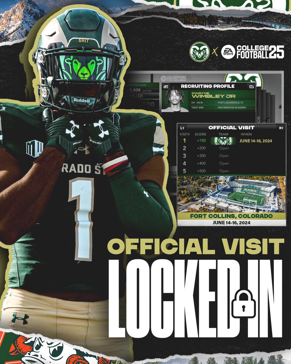 Looking forward to taking my first official visit to Colorado State. Go Rams!