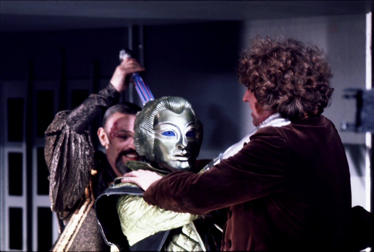 Tom Baker and Russell Hunter during 'The Robots of Death'. #TomBaker #DoctorWho #FourthDoctor