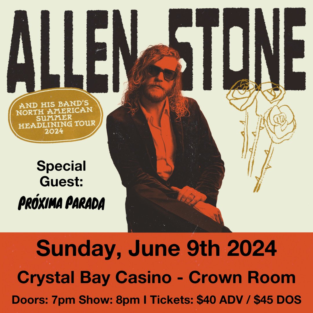 Our first summer event is just around the corner!!! @Allenstone & Special Guests: @_Proximaparada will be performing live in the Crown Room for the very first time!! Let's show them what a great time we have at the CBC!!📣🎵
#CrystalBayClubCasino #TahoeNightlife