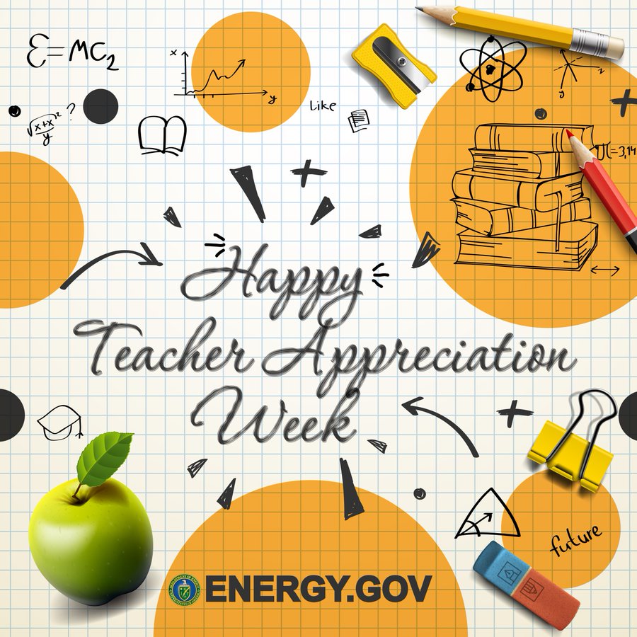 Happy #TeacherAppreciationWeek!🍎📚 To educators across America, thank you for inspiring, educating, and empowering our future leaders. Your dedication to shaping the minds of future generations shows that our nation's energy future is in good hands. ➡️ energy.gov/doe-stem