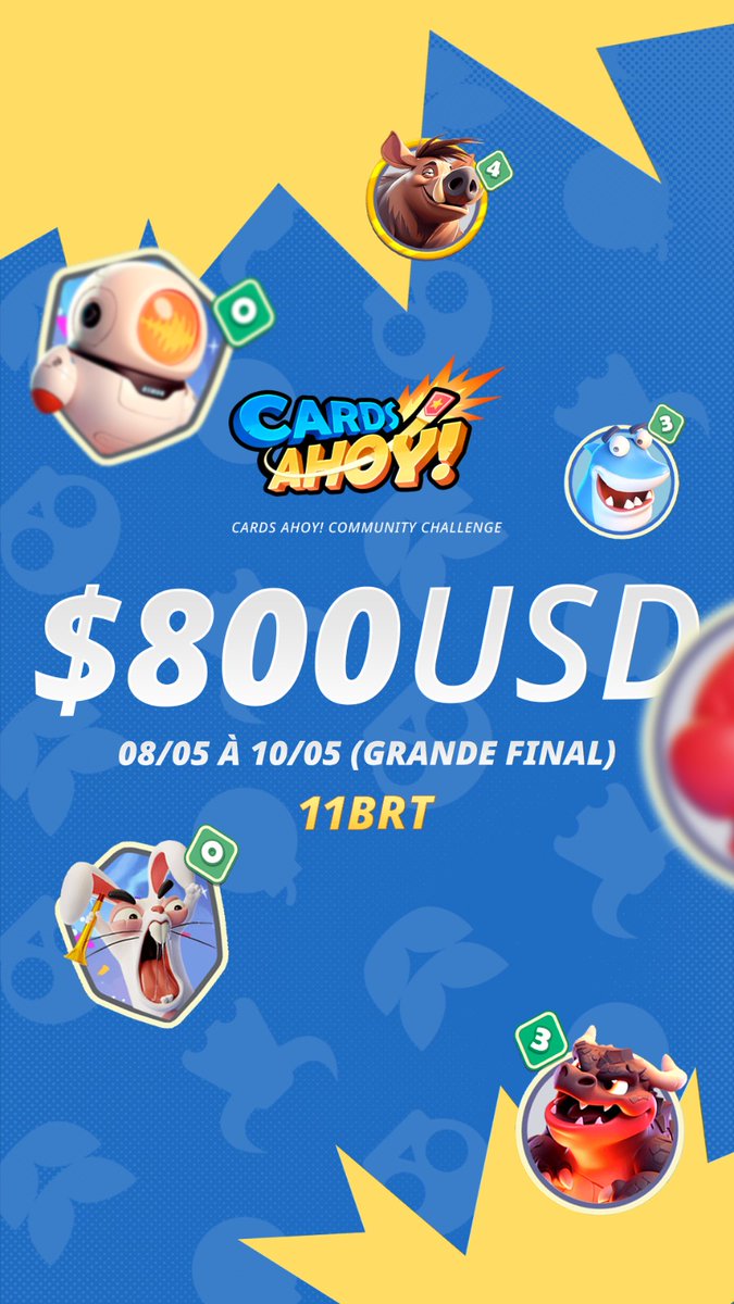 0xCokinha's tweet image. Quem quer 800 dólares aiiii????? 🚀🤪

Amanhã teremos ao vivo, o primeiro dia do torneio oficial de @cardsahoygame, onde enfrentaremos as comunidades @Lombrajr e @brunodallier!

Serão 800 dólares em premiações, em um torneio de 3 dias!

Começamos a Live entre 8 e 9 horas da manhã…