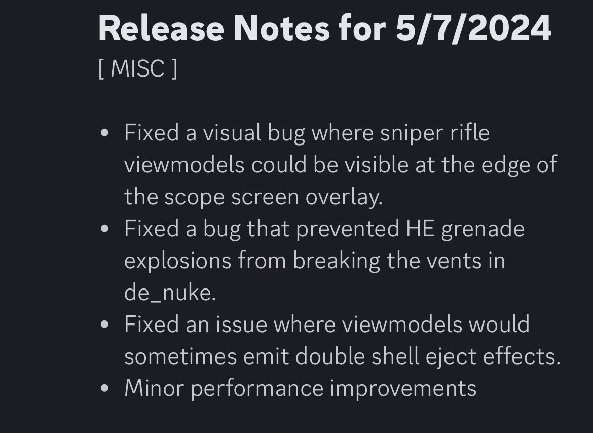 Release Notes for Today’s @CounterStrike Update