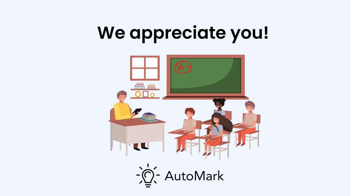 automark_io's tweet image. 🎉 Happy Teacher Appreciation Week! 🍎✏️

To all the incredible educators out there, we at AutoMark want to express our deepest gratitude. You inspire, nurture, and shape the next generation. 🌍🎓

When we started AutoMark, it was with you in mind. We know the dedication and hard…