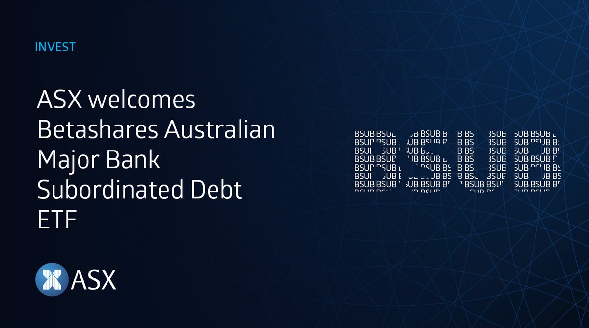 ASX welcomes Betashares Australian Major Bank Subordinated Debt ETF. Congrats @BetaShares on BSUB being admitted to ASX! We wish you well for the future. bit.ly/3wxb3Kf #ASXBell