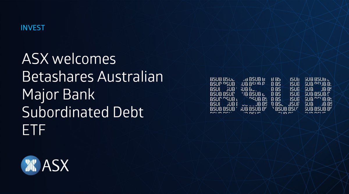 ASX welcomes Betashares Australian Major Bank Subordinated Debt ETF. Congrats <a href="/BetaShares/">Betashares</a> on BSUB being admitted to ASX! We wish you well for the future. 
bit.ly/3wxb3Kf

#ASXBell